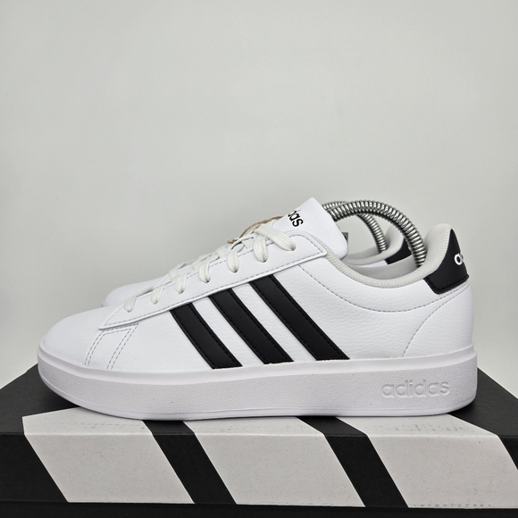 adidas Grand Court Cloudfoam Lifestyle Court Comfort White Black Shoes Size 8 - Picture 1 of 8